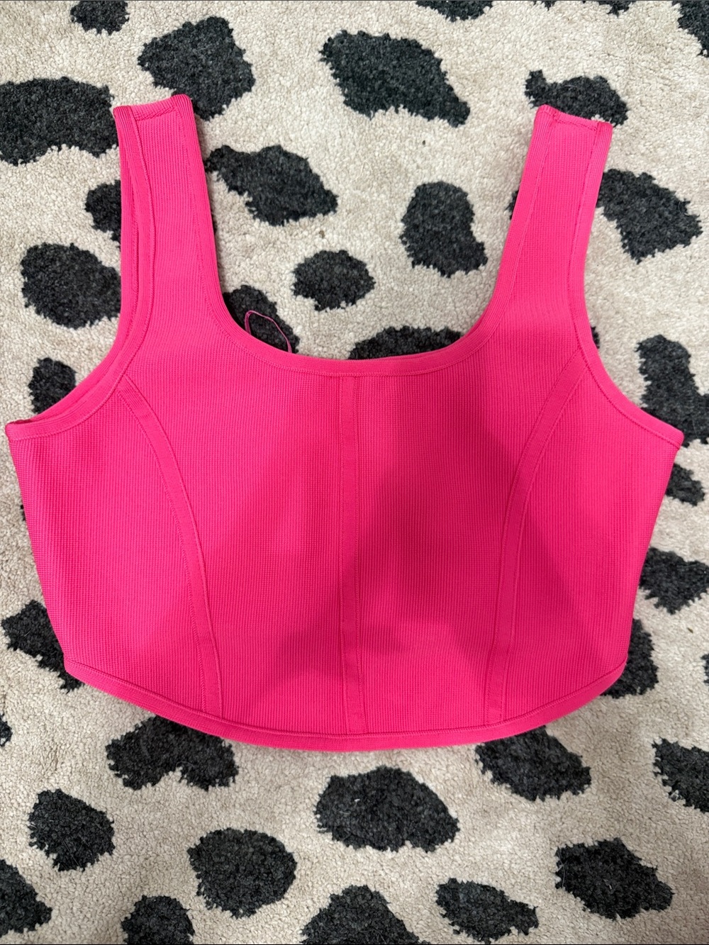 Hot Pink Ribbed Crop Tank